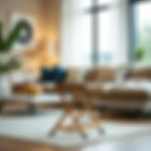 Stylish Folding Stool in Contemporary Space Stylish 24-inch folding stool in a modern living room setting