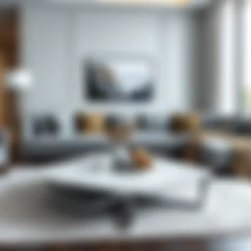 Elegant marble coffee table with silver legs showcasing a modern living room setting