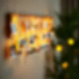Aesthetic arrangement of fairy light photo clips on a decorative wall.