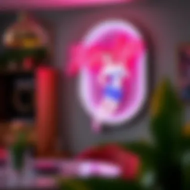 Modern interpretation of a pin up metal sign in vibrant colors