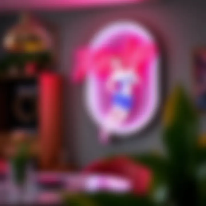 Modern interpretation of a pin up metal sign in vibrant colors