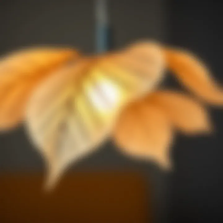 Intricate Design Details Close-up of a stylish hanging leaf light showcasing intricate design details