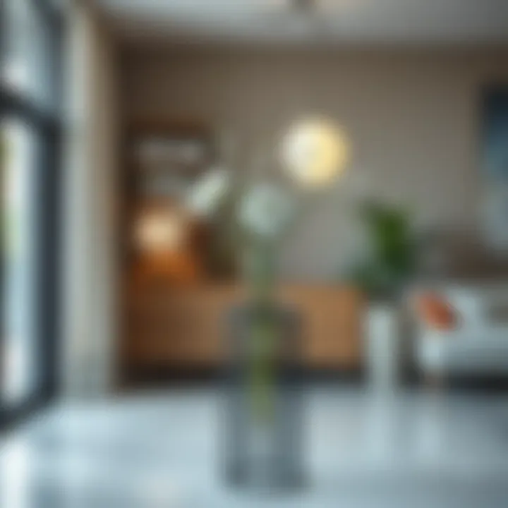 Sophisticated Black Metal Flower Stand in Contemporary Setting Elegant black metal flower stand showcasing modern design