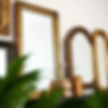 Close-up of decorative frame options for mirrors