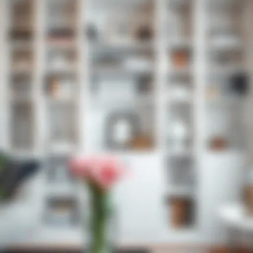 Curated Elegance in White Elegant white bookshelf displaying a curated collection of books and decor items