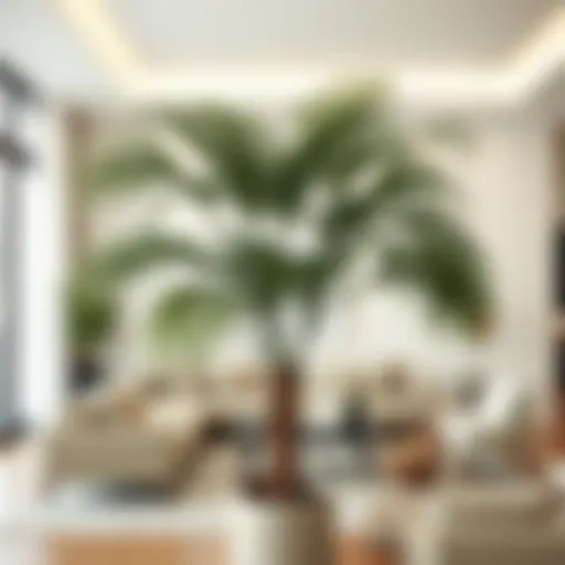 Lush Fake Palm in a Modern Living Room Lush fake palm in a modern living room