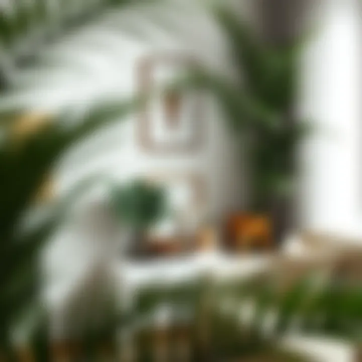 Stylish Corner Featuring Artificial Palms and Decor Stylish corner featuring artificial palms and decor