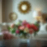 Floral Elegance: A Stunning Centerpiece An elegant coffee table centerpiece featuring a unique floral arrangement.