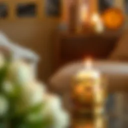 Elegant small gold votive holder with candle