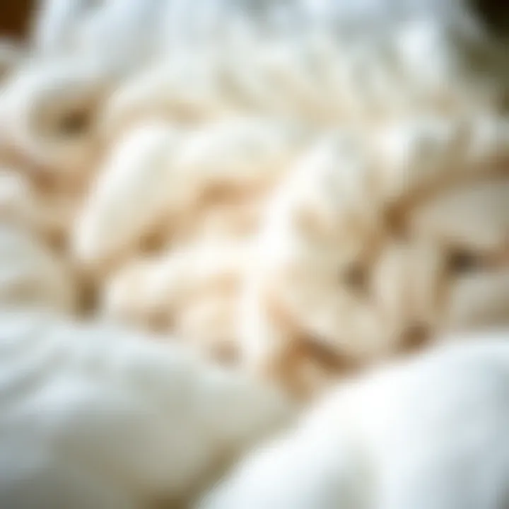 Textures That Inspire Close-up of various fabric textures of white blankets on display