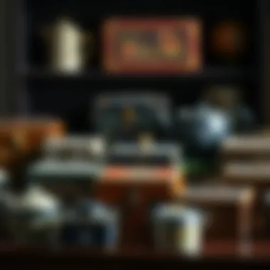 A collection of various tea caddy boxes representing different cultures and artistic styles