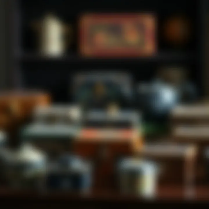 A collection of various tea caddy boxes representing different cultures and artistic styles