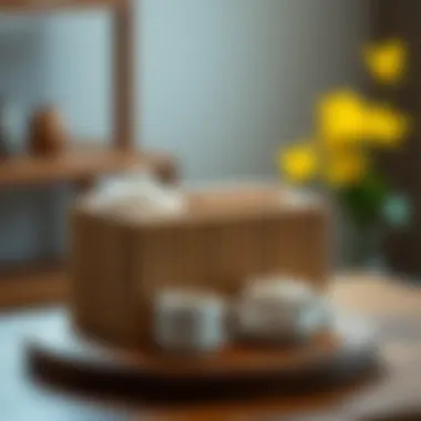 A modern tea caddy box made from sustainable materials, showcasing contemporary design elements