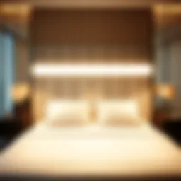 Luxurious king size bed with LED headboard illuminating a modern bedroom