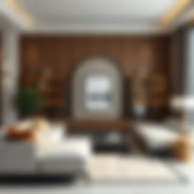 Elegant long low bookcase in a modern living room