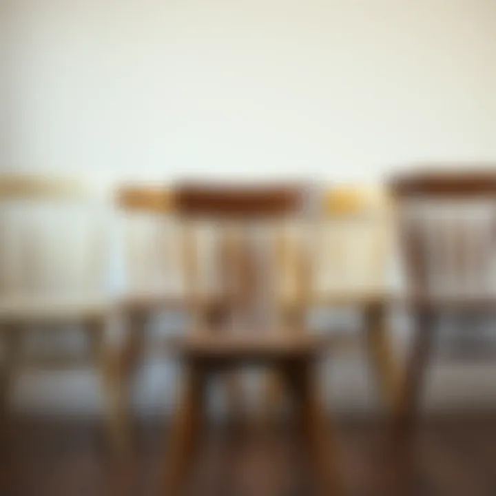 A collection of farmhouse wooden chairs showcasing different styles and finishes