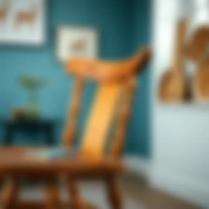 Close-up of the craftsmanship in a handmade farmhouse wooden chair