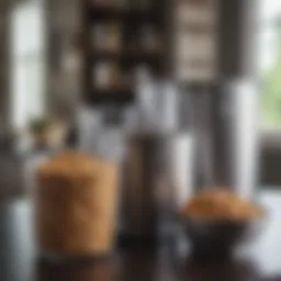 Stylish metal cereal container enhancing kitchen decor