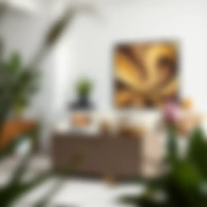 Contemporary metal decorative chest in a modern living room