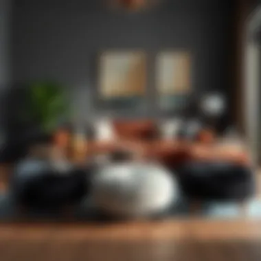 Diverse Styles in Stylish Interiors A stylish interior showcasing diverse ottoman fur cover styles in a harmonious setting