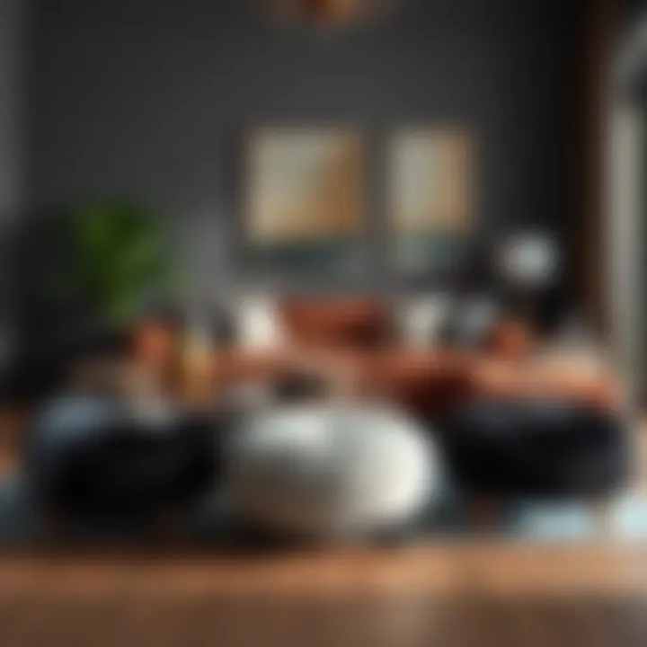 Diverse Styles in Stylish Interiors A stylish interior showcasing diverse ottoman fur cover styles in a harmonious setting