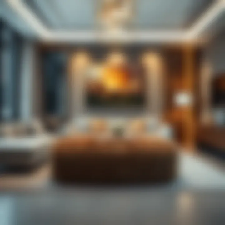 Elegant Modern Living Room Decor Modern living room featuring an elegant ottoman fur cover as a focal point of decor