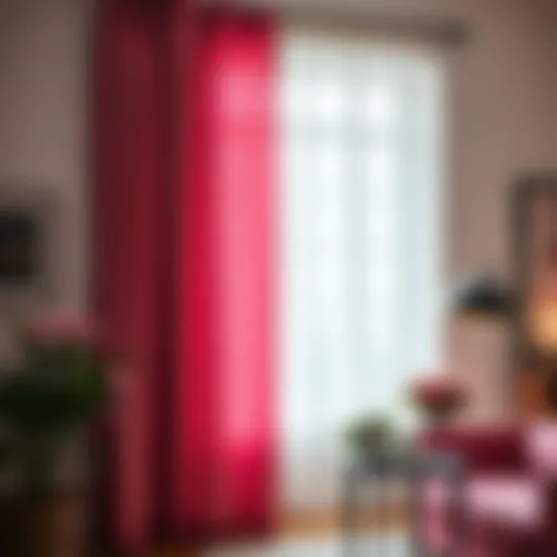 Luxurious Window Treatment Luxurious pink blackout drapes elegantly framing a window