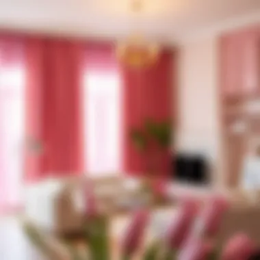 Stylish Interior with Pink Drapes A beautifully styled room featuring pink blackout drapes