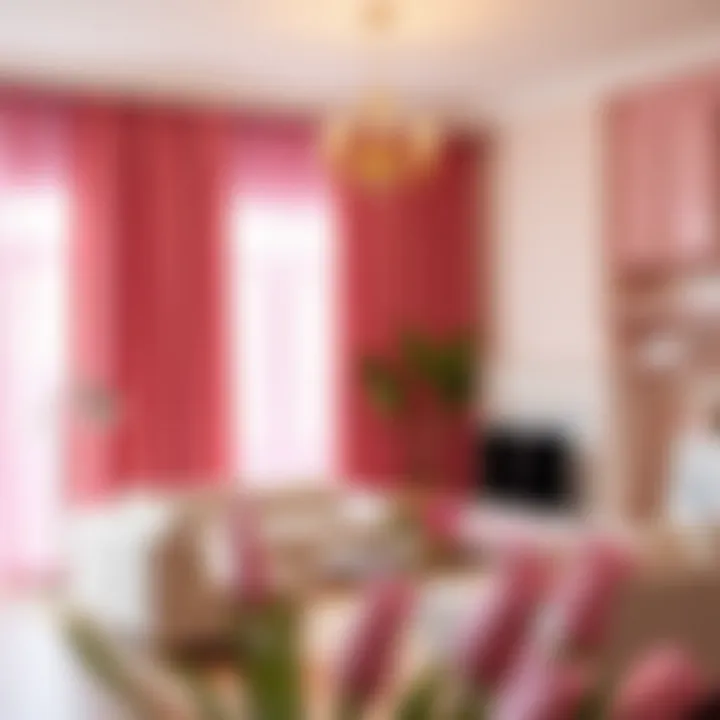 Stylish Interior with Pink Drapes A beautifully styled room featuring pink blackout drapes