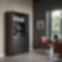 Elegant storage cabinet with locking doors in an office setting