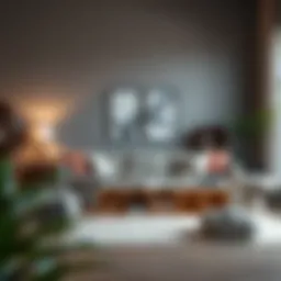 Elegant arrangement of various storage cubes enhancing a modern living room.