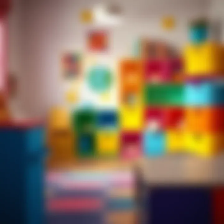 Creative Organization in a Children's Playroom Colorful 12-inch storage cubes being utilized in a vibrant children's playroom.