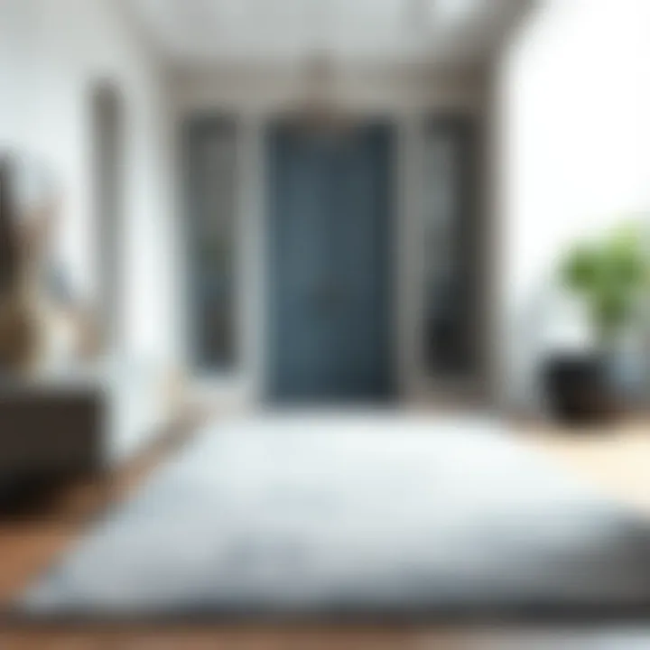Elegant Grey Rug in Modern Entryway Elegant grey entrance rug enhancing a modern entryway