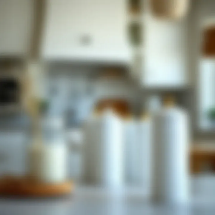 Chic Milk Glass in Contemporary Kitchens Contemporary kitchen featuring chic milk glass spice jars