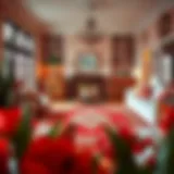 Elegant red rug set enhancing a traditional living room