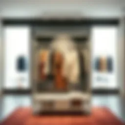 Stylish white garment rack in a modern boutique setting