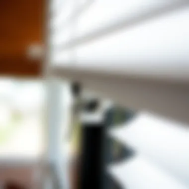 Innovative Mechanism of Cordless Blinds Close-up of the mechanism of top down bottom up cordless window blinds