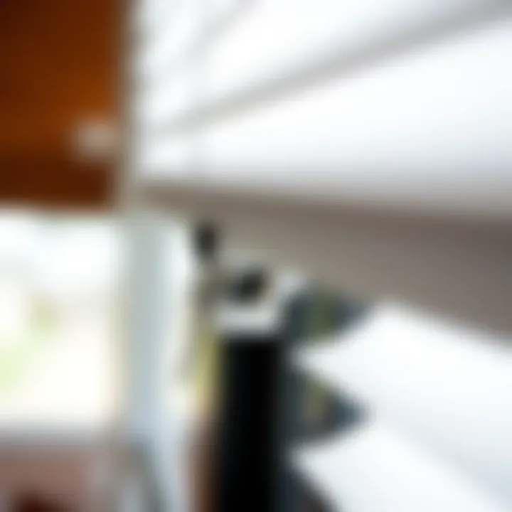 Innovative Mechanism of Cordless Blinds Close-up of the mechanism of top down bottom up cordless window blinds