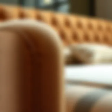 Close-up of luxurious fabric used in upholstered twin platform beds