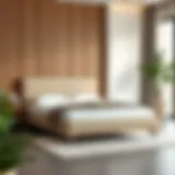 Elegant upholstered twin platform bed in a modern bedroom setting