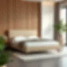 Elegant upholstered twin platform bed in a modern bedroom setting