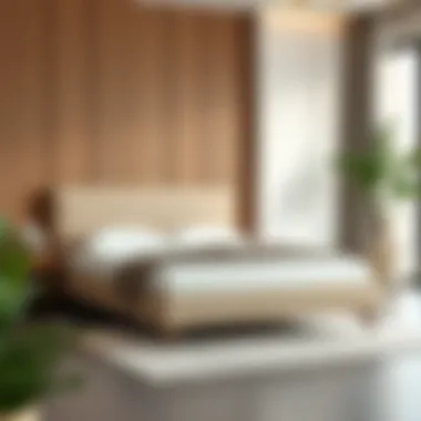 Elegant upholstered twin platform bed in a modern bedroom setting