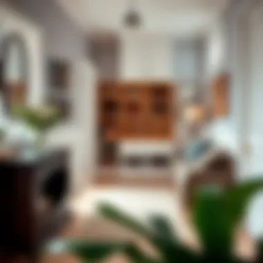 Chic entryway featuring a small shoe storage solution