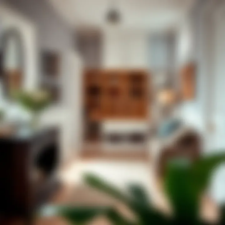 Chic entryway featuring a small shoe storage solution