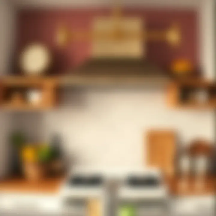 Aesthetic appeal of brass hooks against vibrant kitchen backdrop