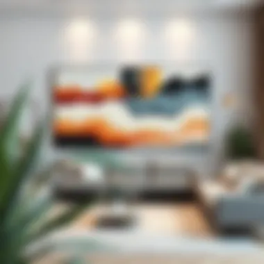 Modern abstract wall art in a living room