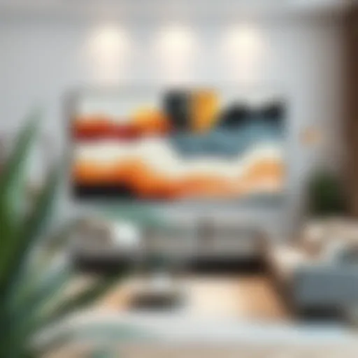 Modern abstract wall art in a living room