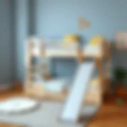 Stylish loft bed with slide in a child's room