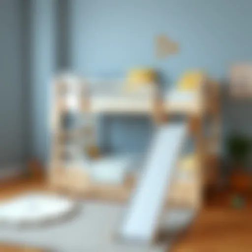 Stylish loft bed with slide in a child's room