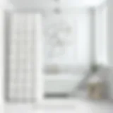 Elegant white fluffy shower curtain in a modern bathroom setting